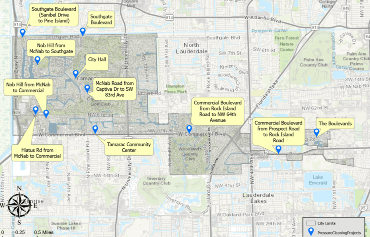 City of Tamarac's Pressure Cleaning Program Locations