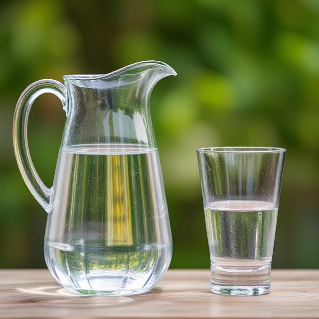 Water pitcher and glass