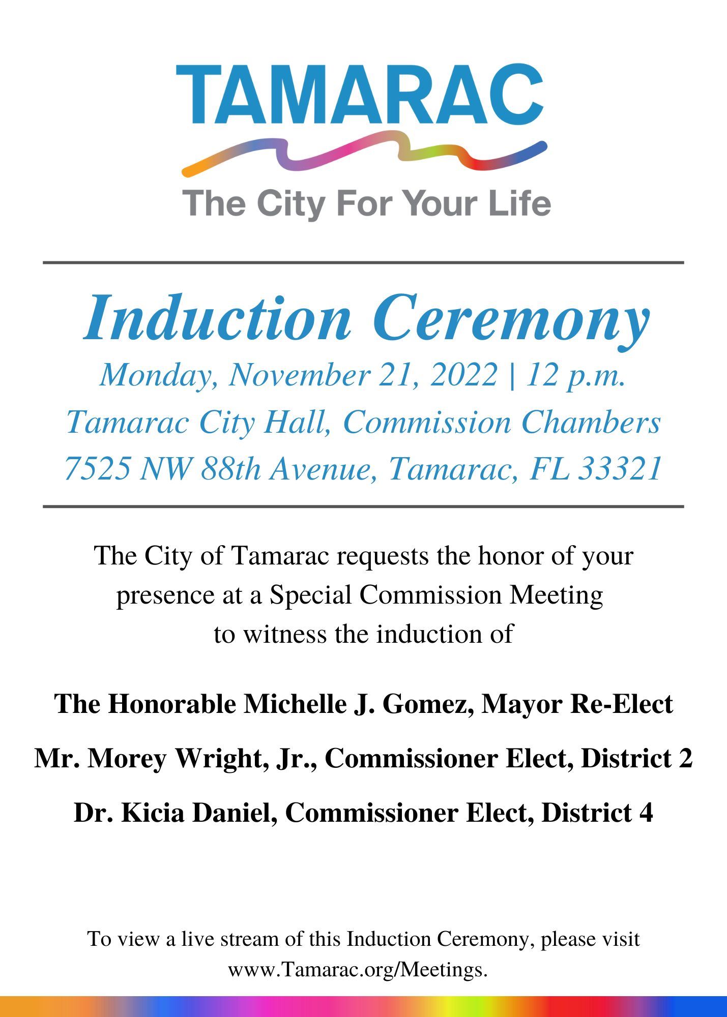 Invitation to the 2022 Commission Induction Ceremony 