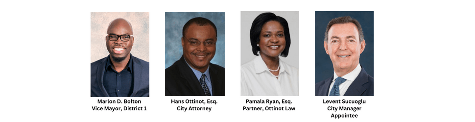 headshots of Tamarac's Vice Mayor, City Attorneys and City Manager Appointee